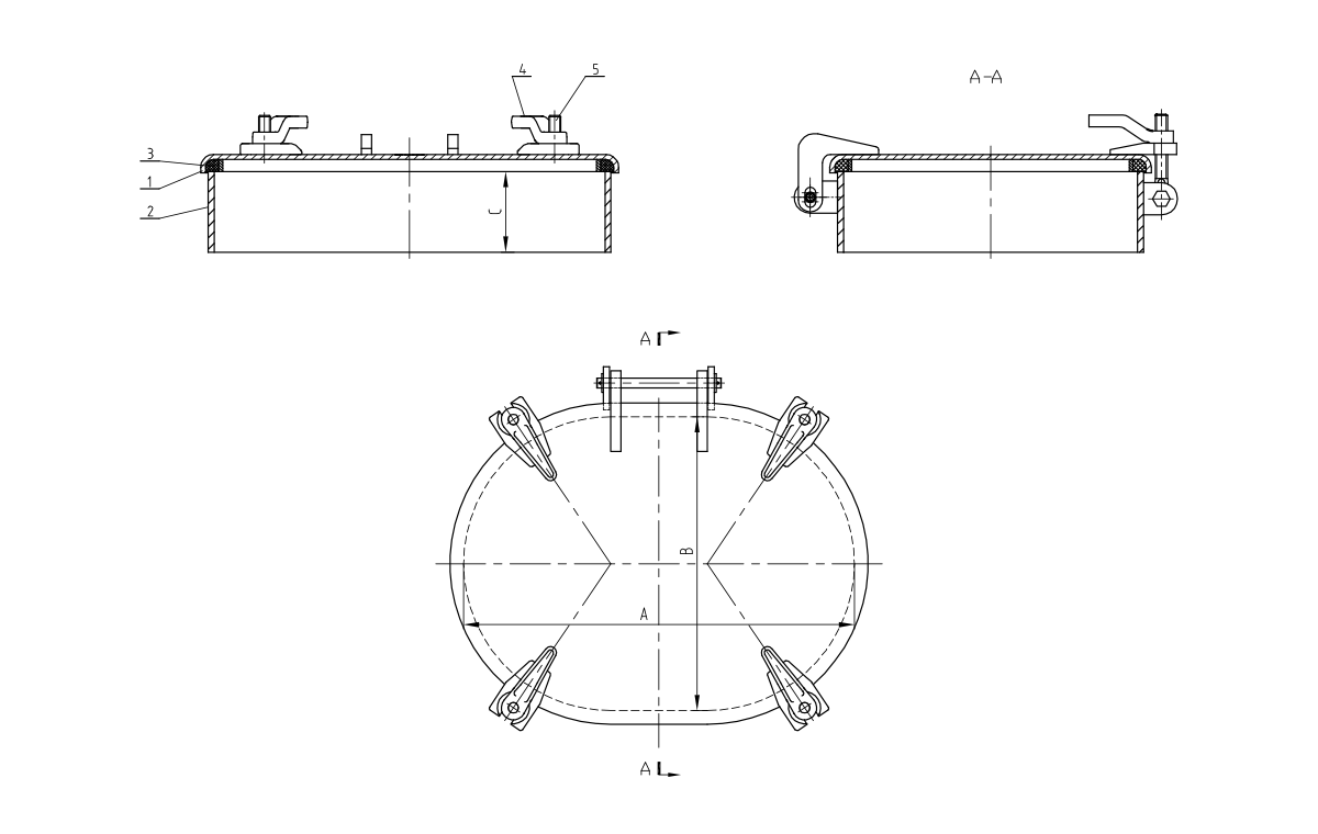 DF-464-5/DF-174-5 4 собака подняла водонепроницаемый люк